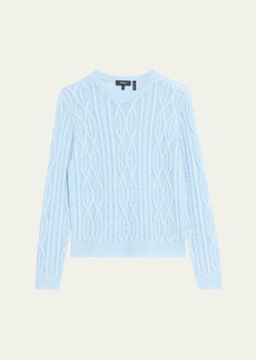 Theory Neo Sag Harbor Viscose Linen Long-Sleeve Aran-Knit Top