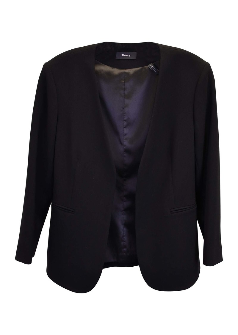 Theory Open-Front Blazer in Black Wool