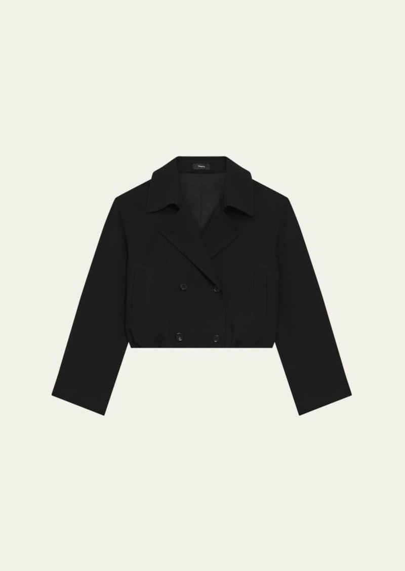 Theory Oversized Double-Breasted Crop Trench Coat