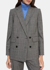 Theory Piazza Double Breasted Button Front Plaid Jacket