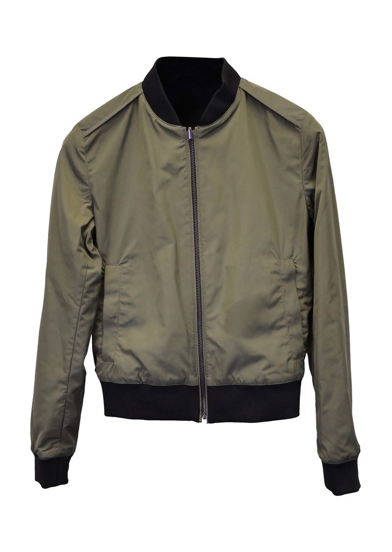 Theory Polish Ponte Reversible Bomber Jacket in Olive Green Polyester