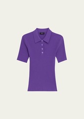 Theory Ribbed Compact Crepe Short-Sleeve Polo Shirt