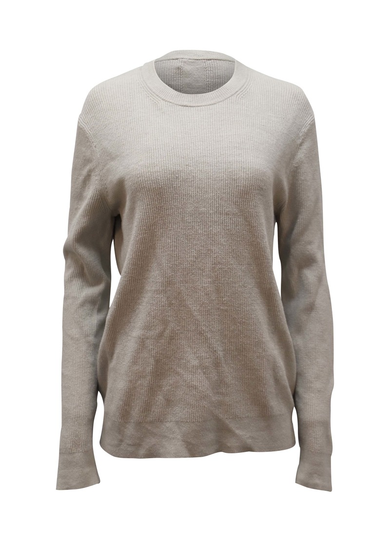 Theory Ribbed Crewneck Sweater in Grey Polyester