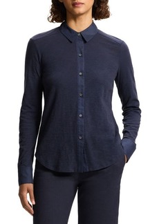 Theory Riduro C. Nebulous Organic Cotton Slub Long Sleeve Button-Up Shirt