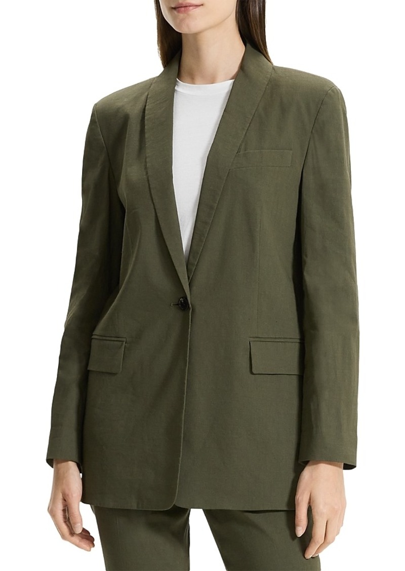 Theory Linen Blend Rolled Sleeve Blazer