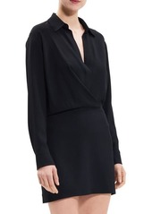 Theory Rosi Long Sleeve Faux Wrap Mini Shirtdress