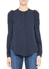 Theory Ruched Silk Blouse