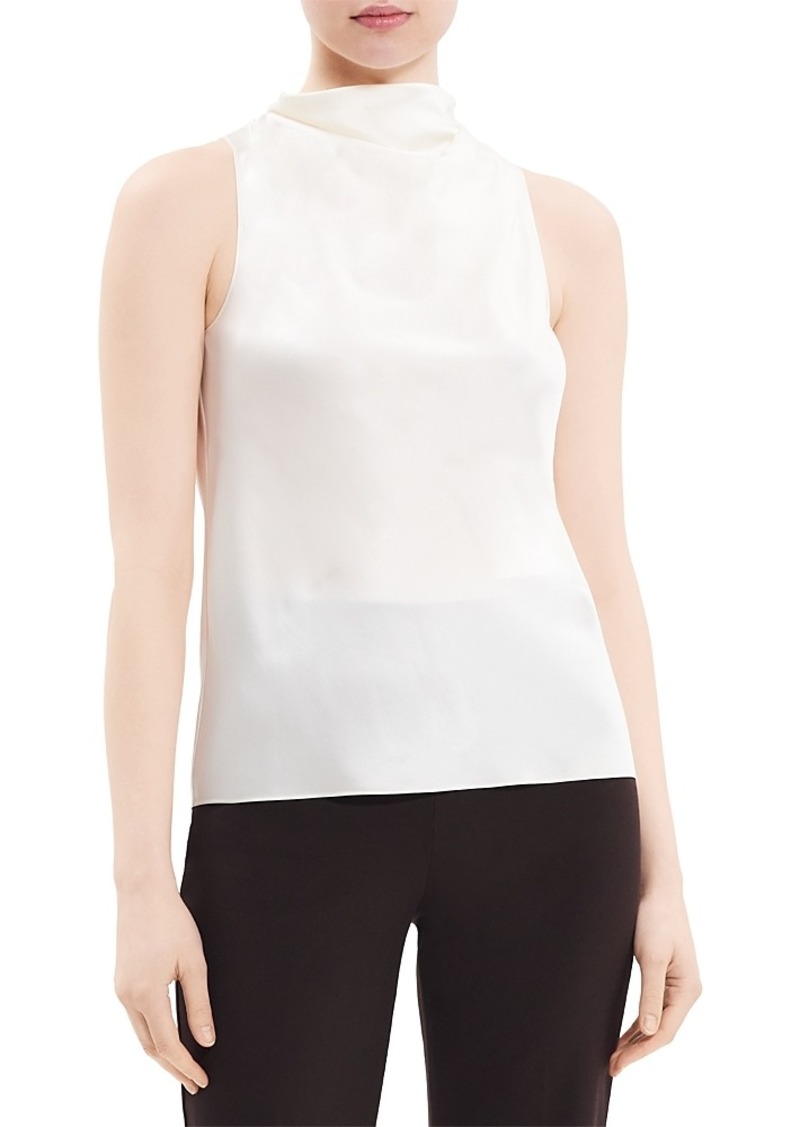 Theory Satin High Cowl Neck Top