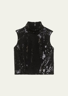 Theory Sequin Crop Rolled-Neck Top