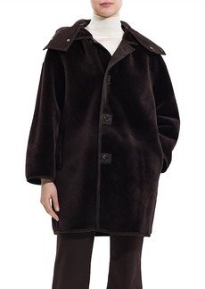Theory Shearling Reversible Hooded Coat