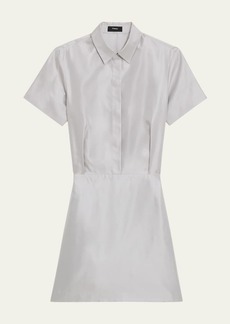 Theory Silk Short-Sleeve Mini Shirtdress