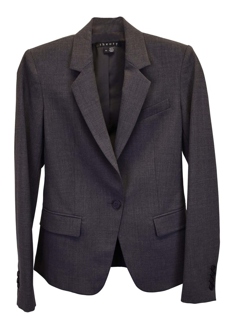 Theory Single-Breasted Slim-Fit Blazer in Charcoal Wool