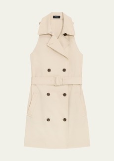 Theory Sleeveless Belted Mini Halter Trench Dress