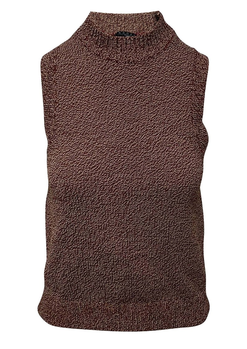 Theory Sleeveless Knitter Sweater in Brown Nylon