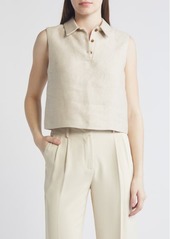 Theory Sleeveless Linen Crop Polo