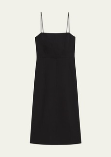 Theory Strappy A-Line Linen-Blend Midi Dress