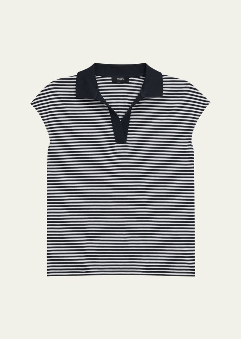 Theory Striped Cotton Polo Top