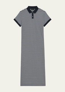 Theory Striped Polo Short-Sleeve Midi T-Shirt Dress