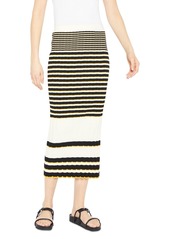 Theory Striped Ribbed Pull On Cotton Skirt