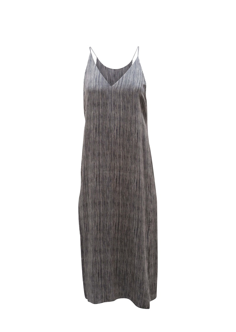 Theory Striped Slip Dress in Black Silk