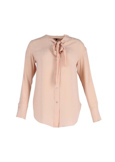 Theory Tie Neck Blouse in Pink Silk