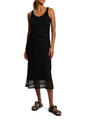 Theory Tissage Open Knit Sleeveless Sweater Dress in Jet Black at Nordstrom