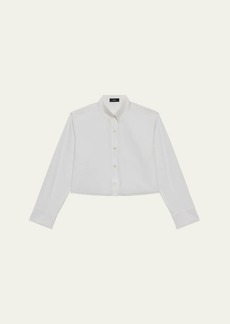 Theory Vendome Cropped Boxy Long-Sleeve Shirt