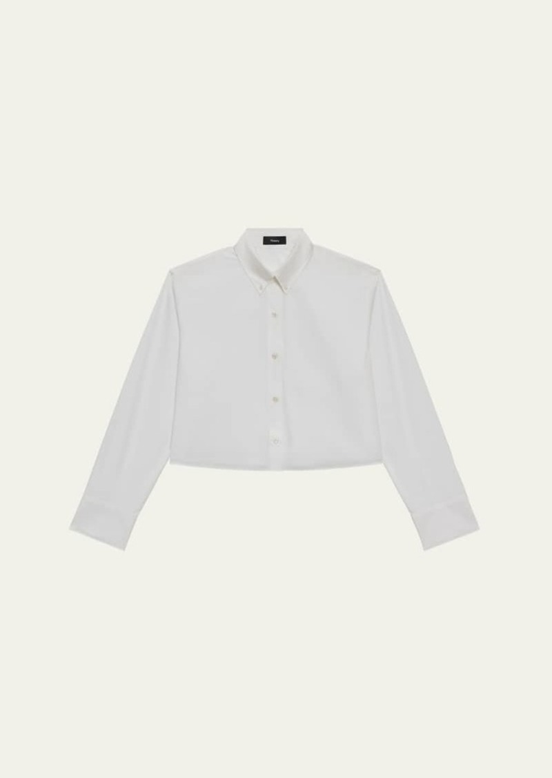 Theory Vendome Cropped Boxy Long-Sleeve Shirt