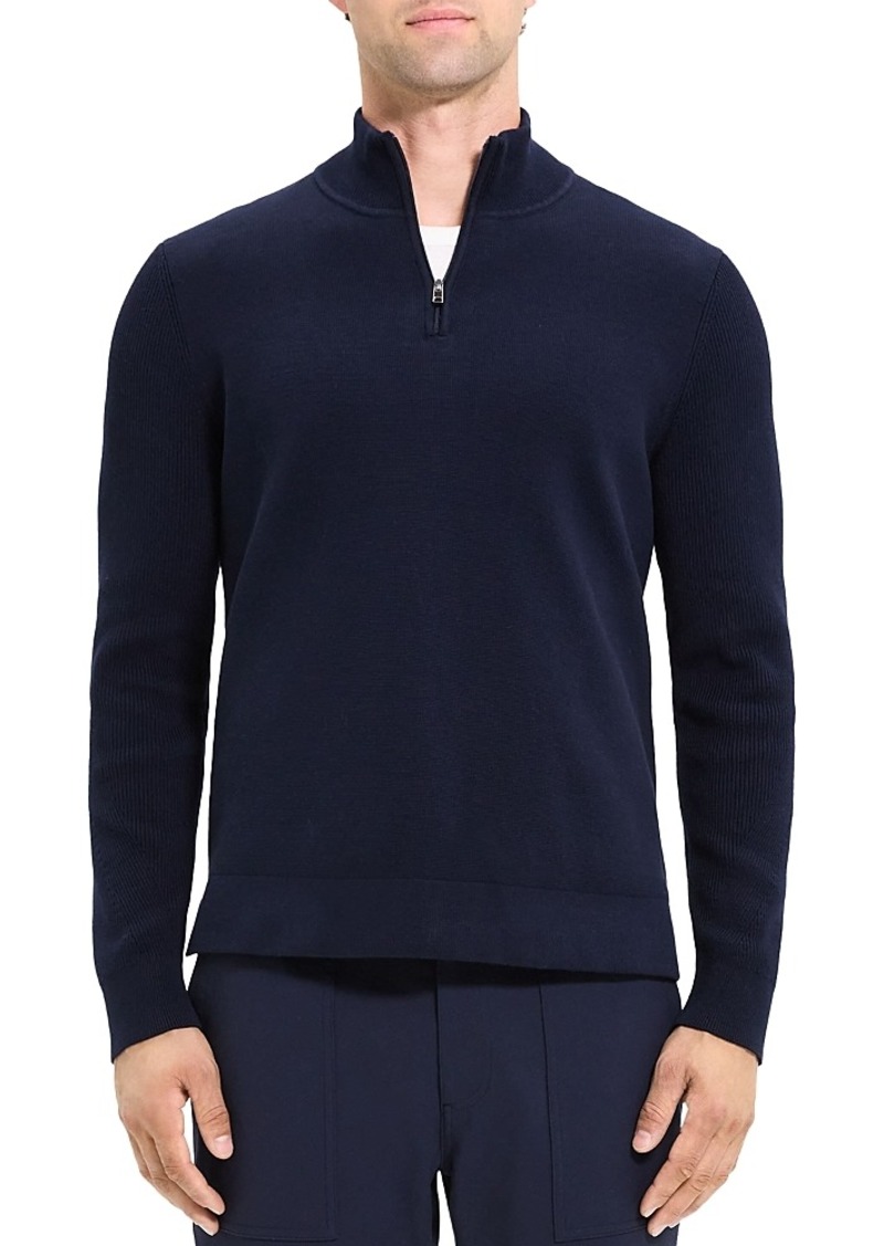 Theory Walton Cotton Blend Quarter Zip Stand Collar Sweater