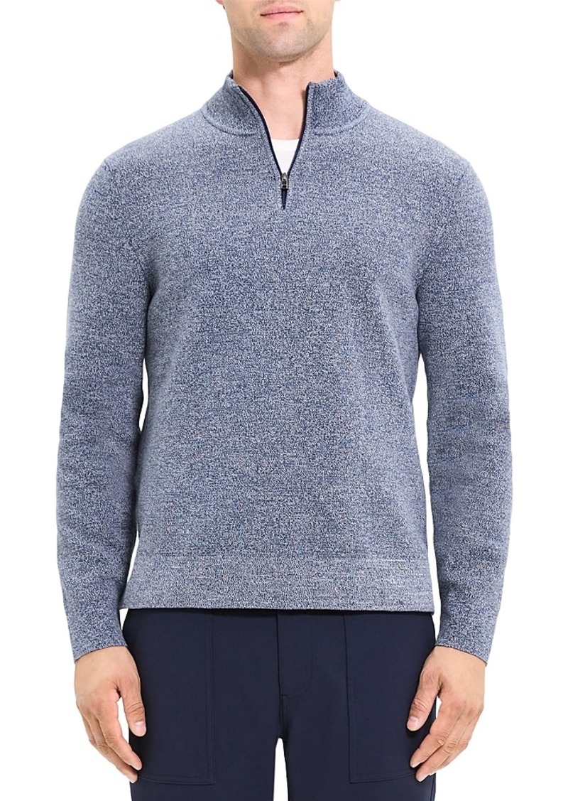 Theory Walton Twist Cotton Blend Quarter Zip Stand Collar Sweater