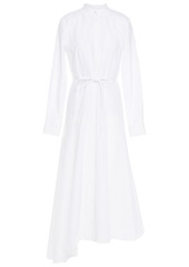 Theory Woman Asymmetric Belted Cotton Midi Dress White
