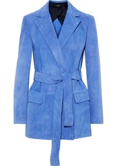 Theory Woman Belted Suede Blazer Azure