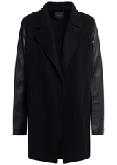 Theory Woman Clairene C Leather-paneled Wool And Cashmere-blend Felt Coat Black