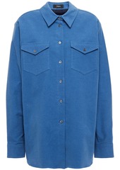 Theory Woman Cotton-blend Twill Shirt Blue