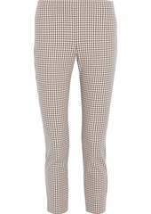 Theory Woman Cropped Checked Cotton-blend Skinny Pants White