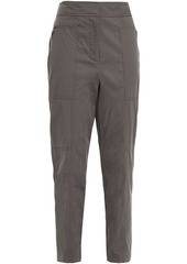 Theory Woman Cropped Cotton-twill Tapered Pants Anthracite