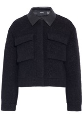 Theory Woman Cropped Wool-blend Bouclé Jacket Black