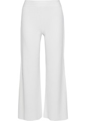 Theory Woman Cropped Ribbed-knit Wide-leg Pants White