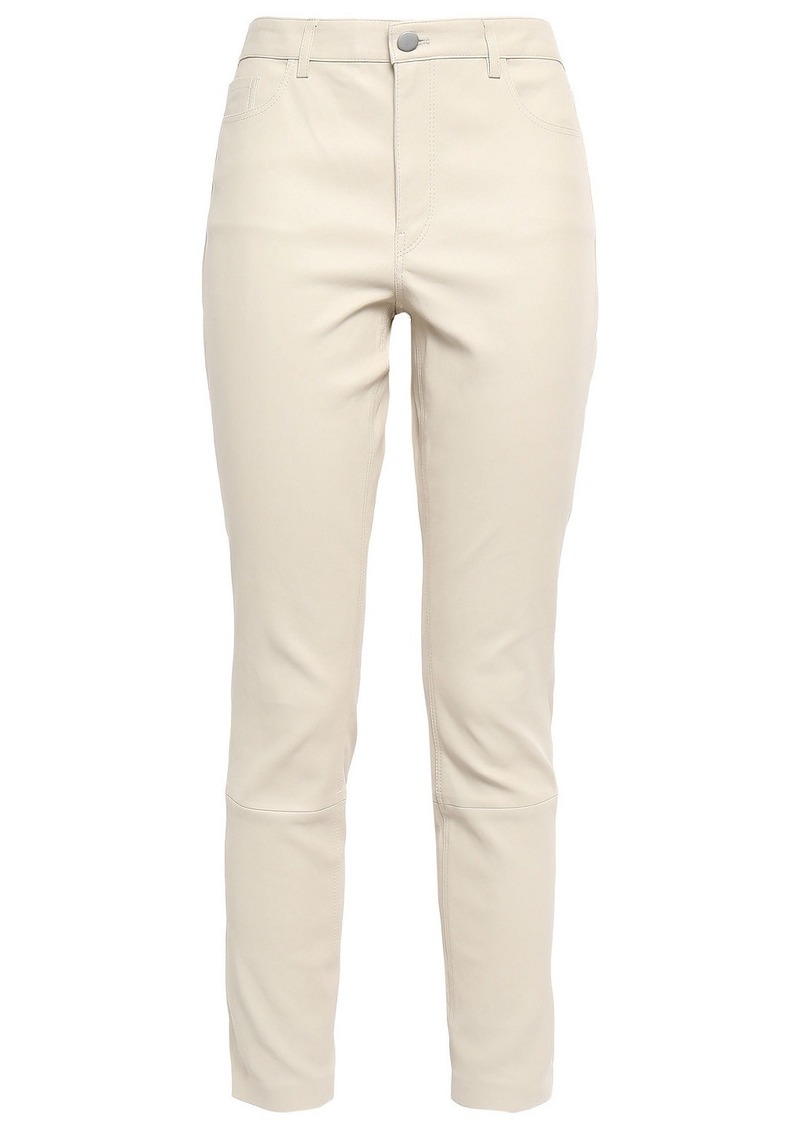 Theory Woman Bristol Stretch-leather Skinny Pants Cream