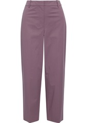 Theory Woman Cropped Washed Stretch-cotton Twill Straight-leg Pants Lavender
