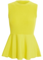 Theory Woman Fluted Ribbed And Stretch-knit Top Yellow