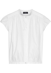 Theory Woman Gathered Cotton-poplin Shirt White
