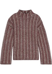 Theory Woman Hazy Day Brushed Bouclé-knit Turtleneck Sweater Claret