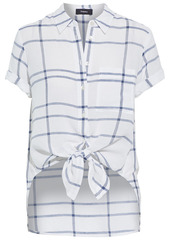 Theory Woman Hekanina Tie-front Checked Voile Shirt White