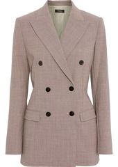 Theory Woman Double-breasted Houndstooth Woven Blazer Claret