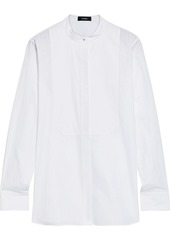 Theory Woman Paneled Perforated Cotton-poplin Shirt White