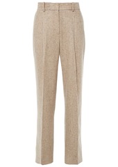 Theory Woman Pleated Donegal Wool-blend Wide-leg Pants Sand