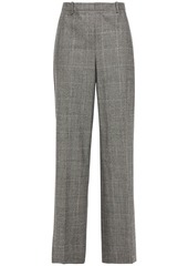 Theory Woman Prince Of Wales Checked Stretch-wool Wide-leg Pants Black