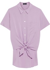 Theory Woman Silk-blend Cady Shirt Lilac