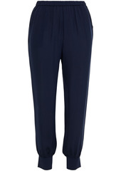 Theory Woman Silk-crepe Tapered Pants Navy